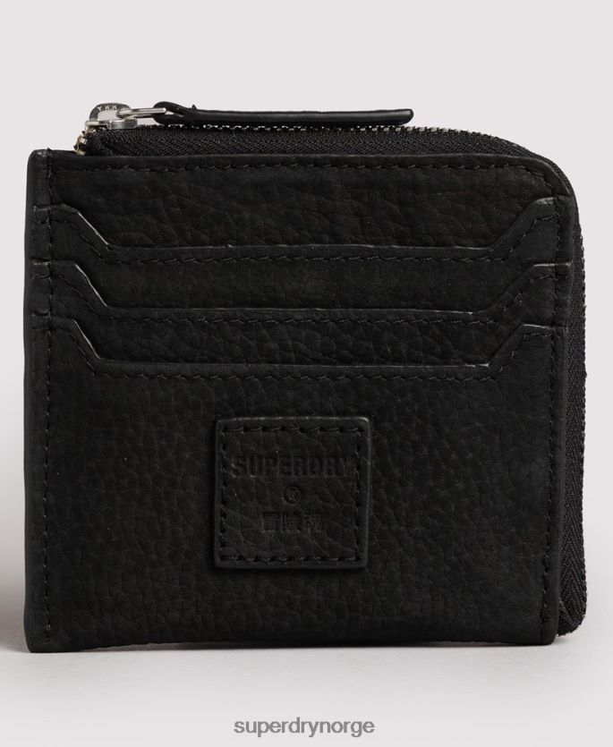 Superdry svart tilbehør 86P46D4315 glidelås i skinn rundt myntpung kvinner