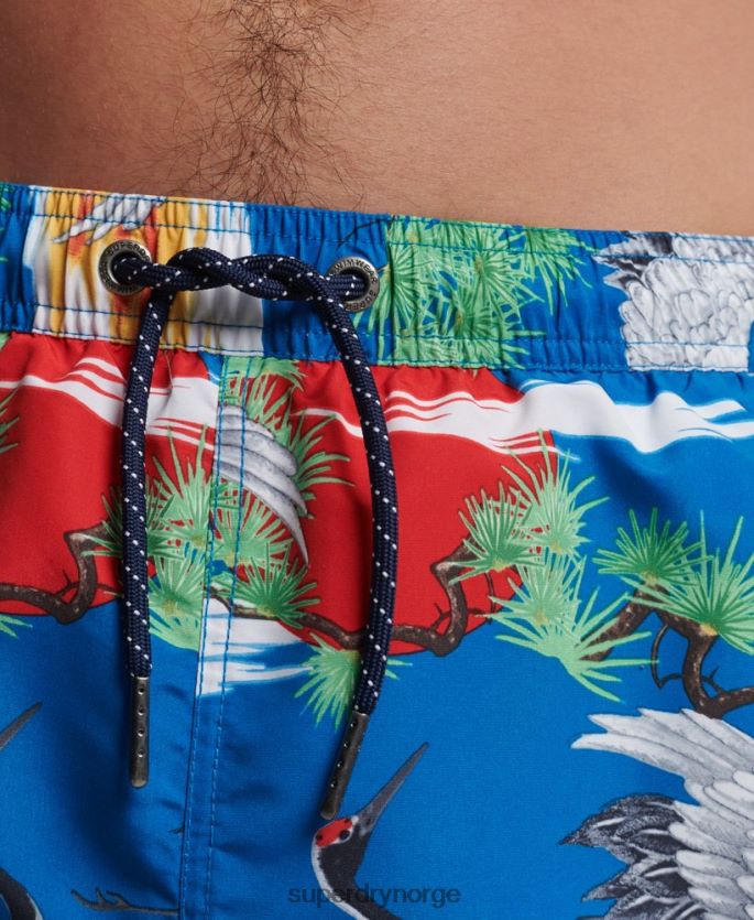 Superdry blå klær 86P46D425 vintage hawaiisk resirkulert badeshorts menn