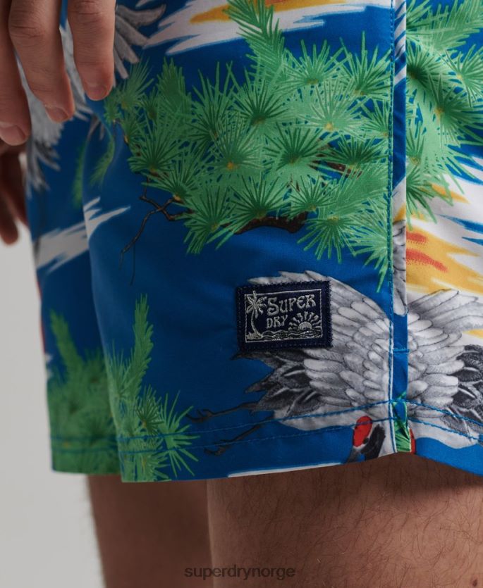 Superdry blå klær 86P46D425 vintage hawaiisk resirkulert badeshorts menn