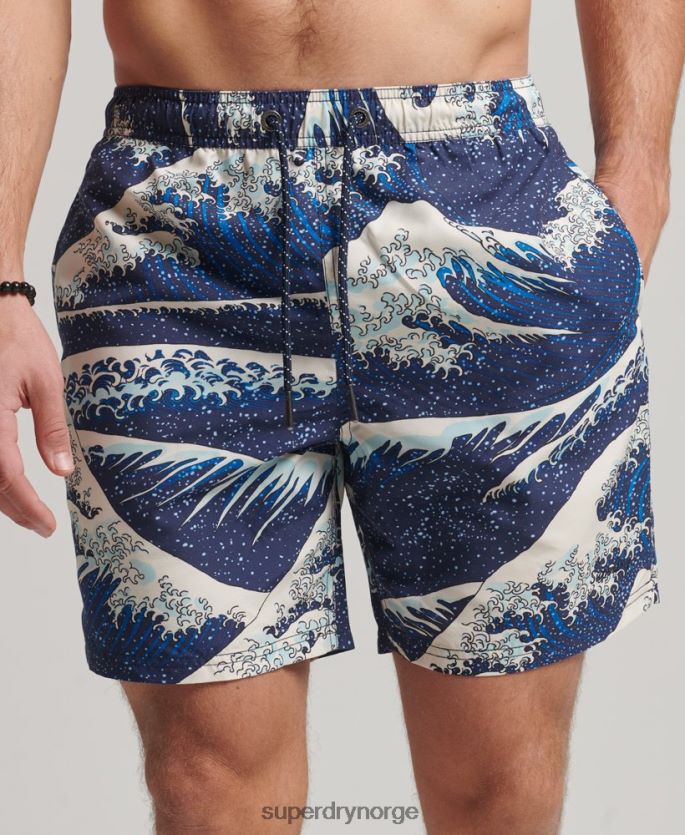 Superdry blå klær 86P46D96 Hawaiian resirkulert badeshorts menn