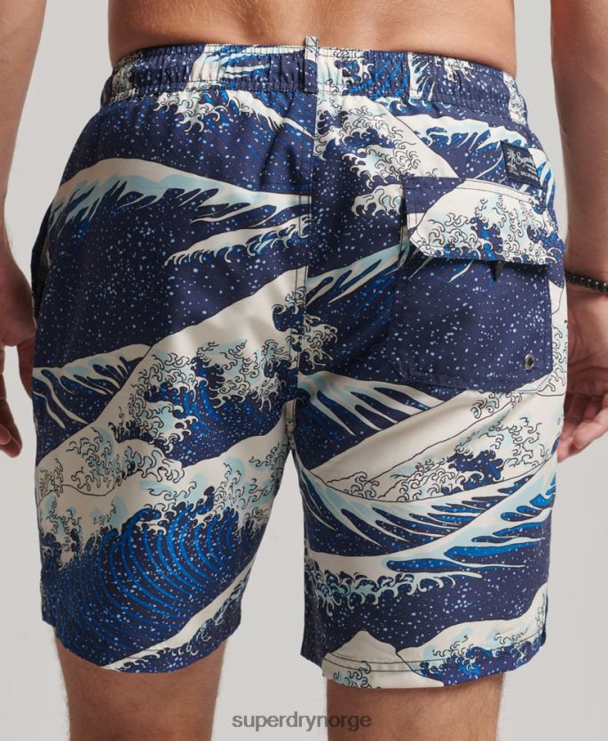 Superdry blå klær 86P46D96 Hawaiian resirkulert badeshorts menn