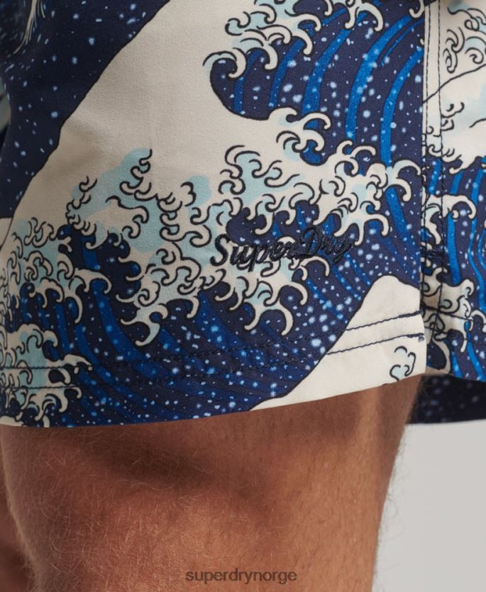 Superdry blå klær 86P46D96 Hawaiian resirkulert badeshorts menn