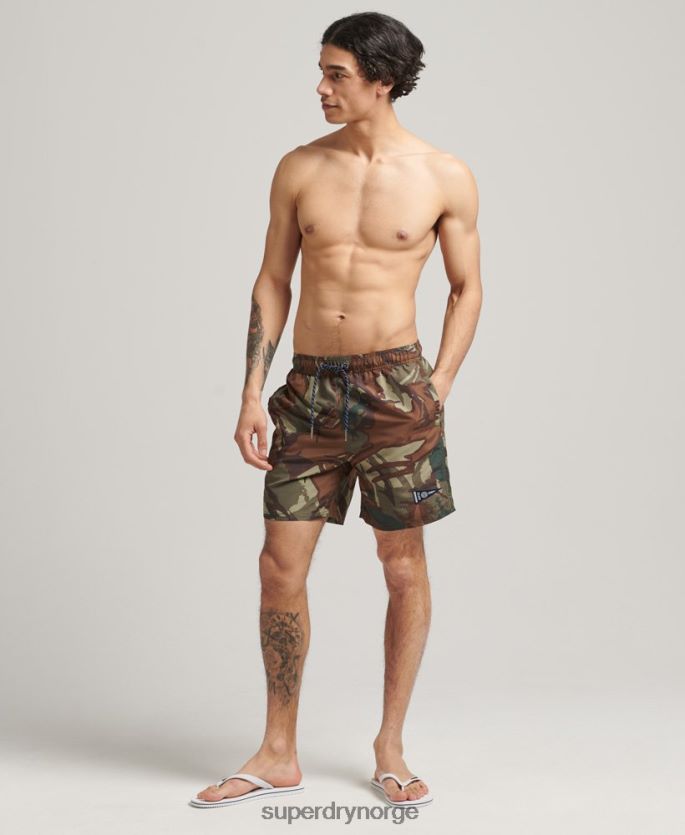 Superdry grønn klær 86P46D437 vintage varsity resirkulerte badeshorts menn