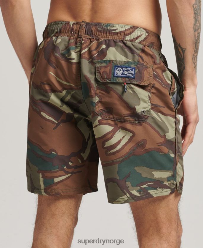 Superdry grønn klær 86P46D437 vintage varsity resirkulerte badeshorts menn