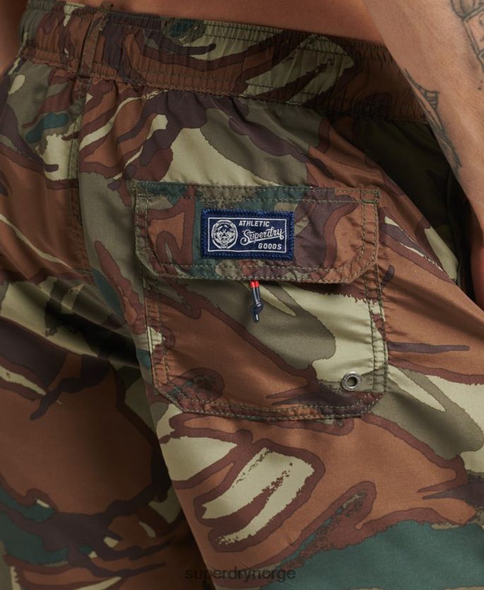 Superdry grønn klær 86P46D437 vintage varsity resirkulerte badeshorts menn