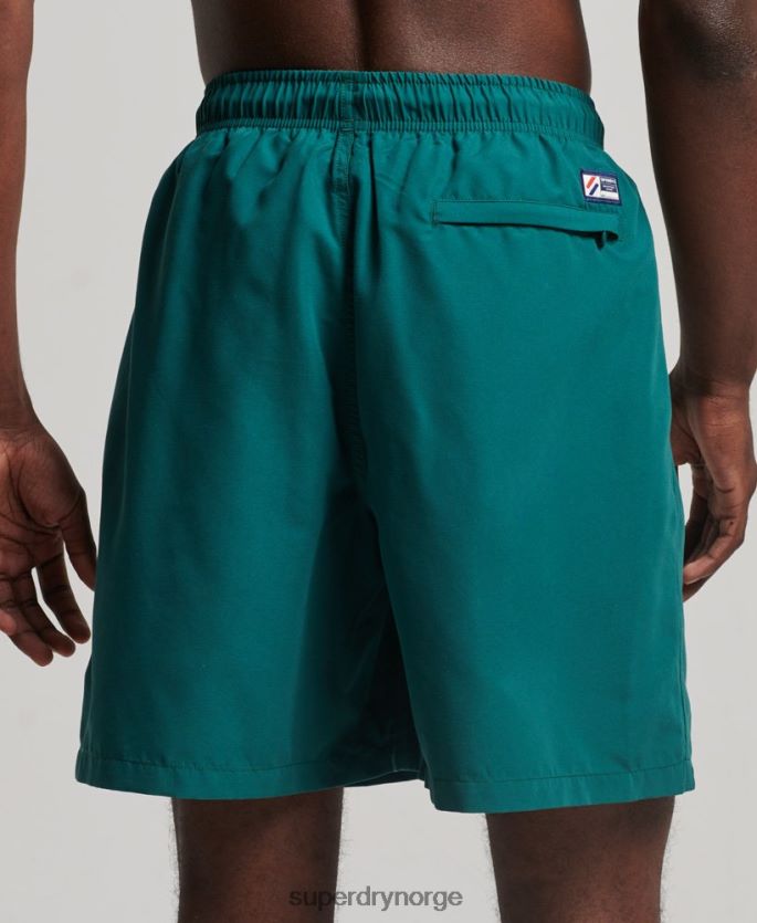 Superdry grønn klær 86P46D452 19 tommers resirkulerte badeshorts med applikasjoner menn