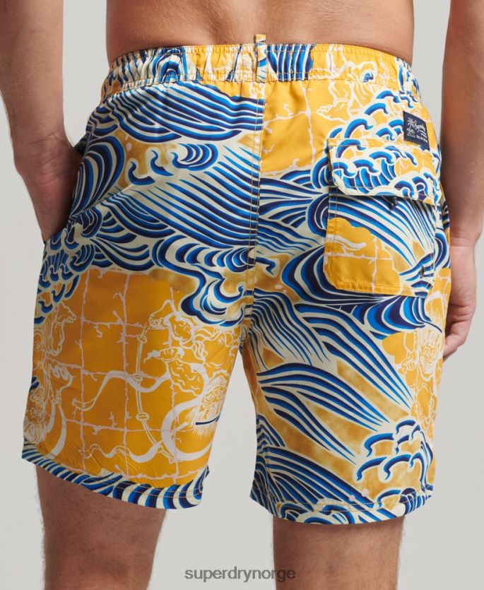 Superdry gul klær 86P46D398 Hawaiian resirkulert badeshorts menn