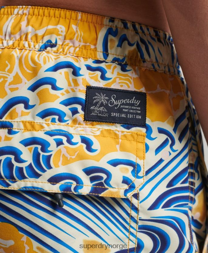 Superdry gul klær 86P46D398 Hawaiian resirkulert badeshorts menn