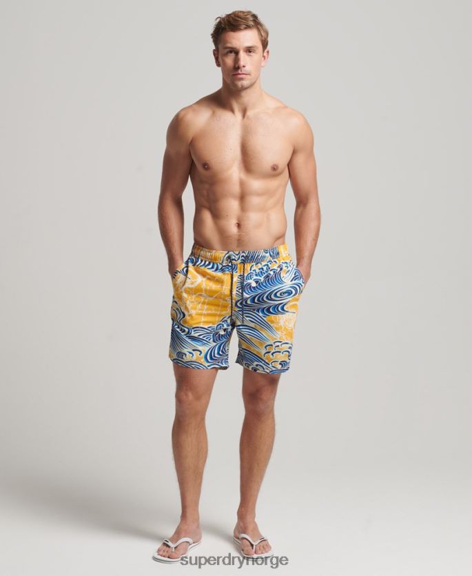 Superdry gul klær 86P46D398 Hawaiian resirkulert badeshorts menn