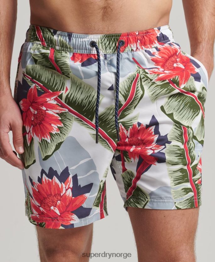 Superdry hvit klær 86P46D395 Hawaiian resirkulert badeshorts menn