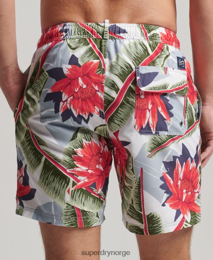 Superdry hvit klær 86P46D395 Hawaiian resirkulert badeshorts menn