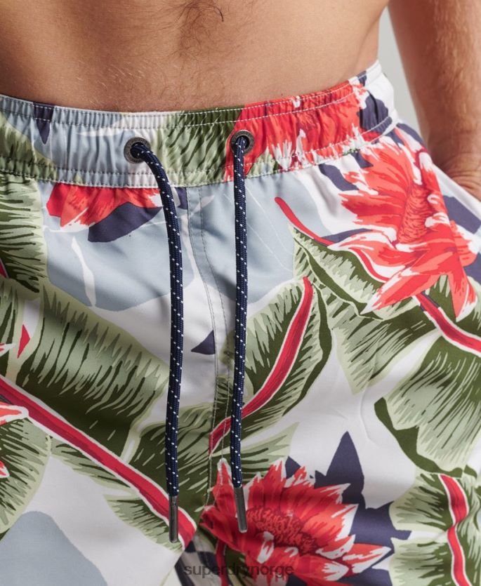 Superdry hvit klær 86P46D395 Hawaiian resirkulert badeshorts menn