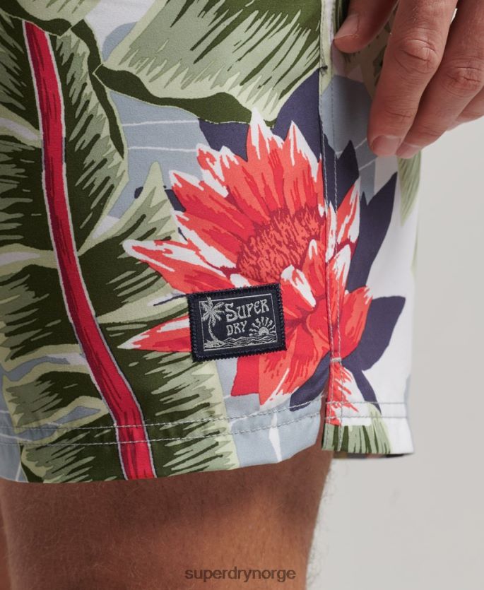 Superdry hvit klær 86P46D395 Hawaiian resirkulert badeshorts menn