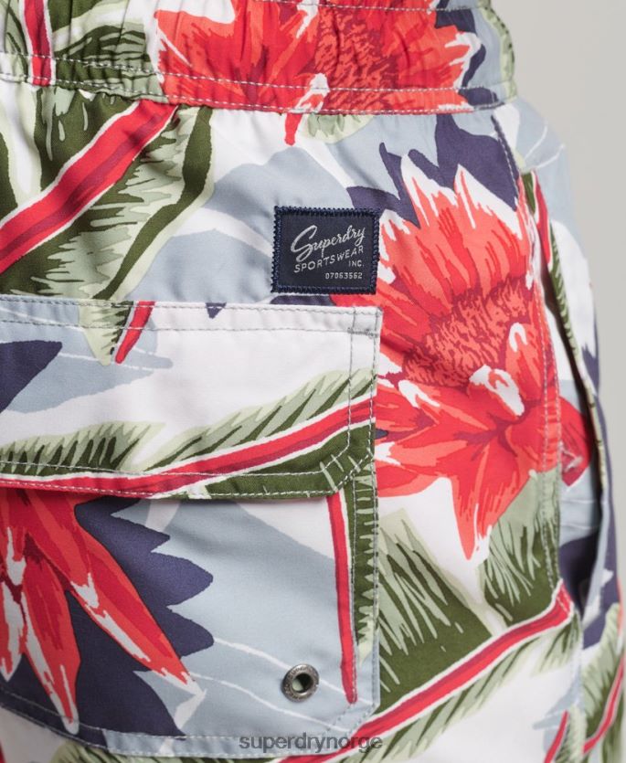 Superdry hvit klær 86P46D395 Hawaiian resirkulert badeshorts menn