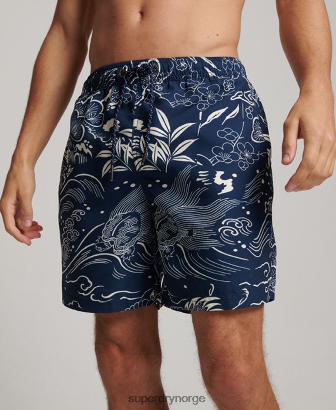Superdry mørke blå klær 86P46D400 Hawaiian resirkulert badeshorts menn