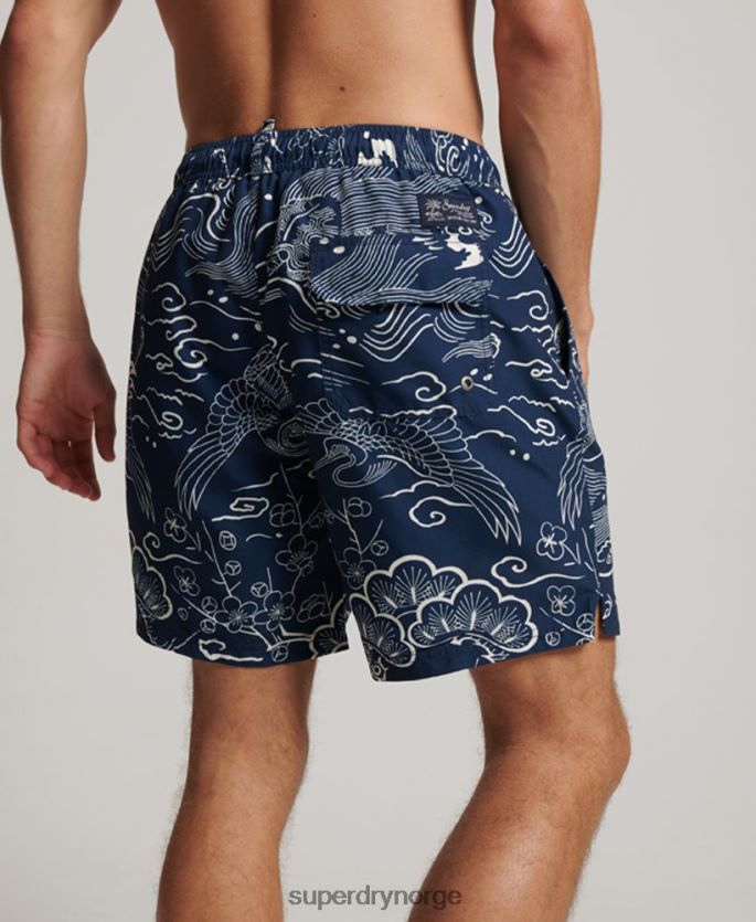 Superdry mørke blå klær 86P46D400 Hawaiian resirkulert badeshorts menn