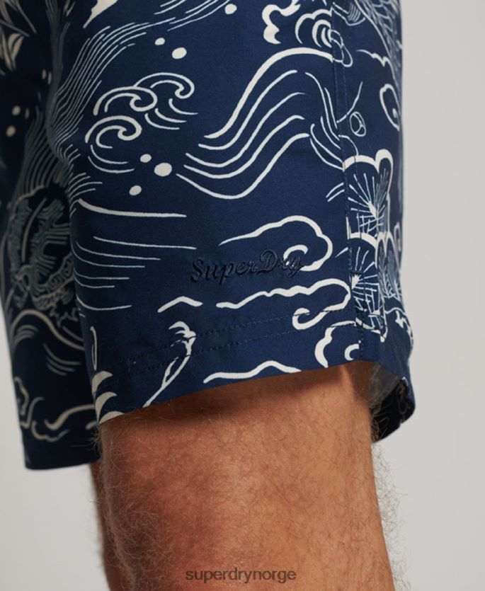 Superdry mørke blå klær 86P46D400 Hawaiian resirkulert badeshorts menn