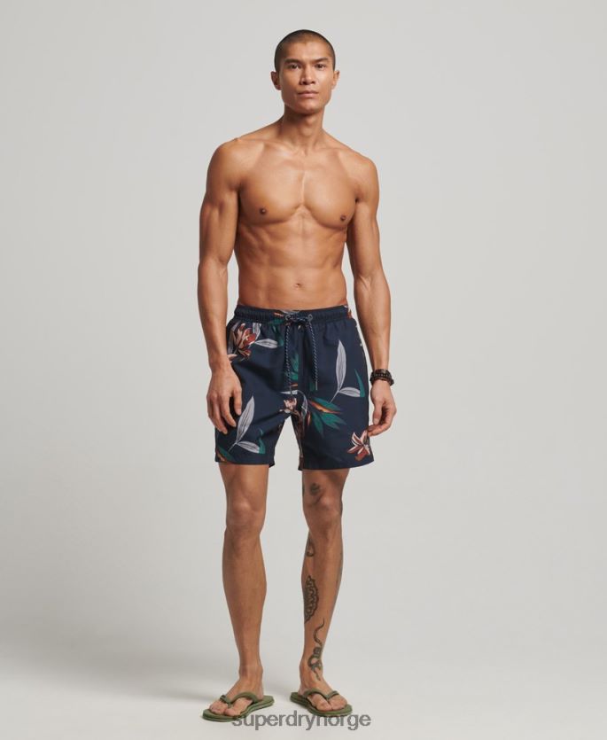Superdry marinen klær 86P46D40 Hawaiian resirkulert badeshorts menn