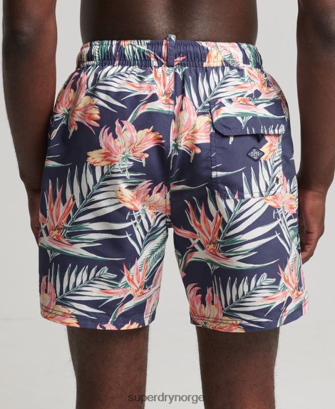 Superdry marinen klær 86P46D411 vintage hawaiisk resirkulert badeshorts menn