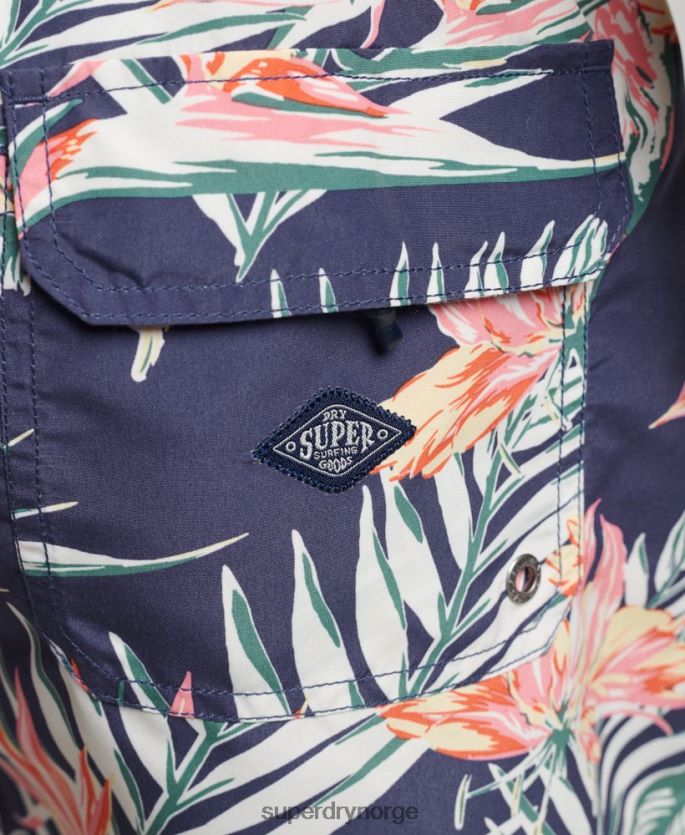 Superdry marinen klær 86P46D411 vintage hawaiisk resirkulert badeshorts menn