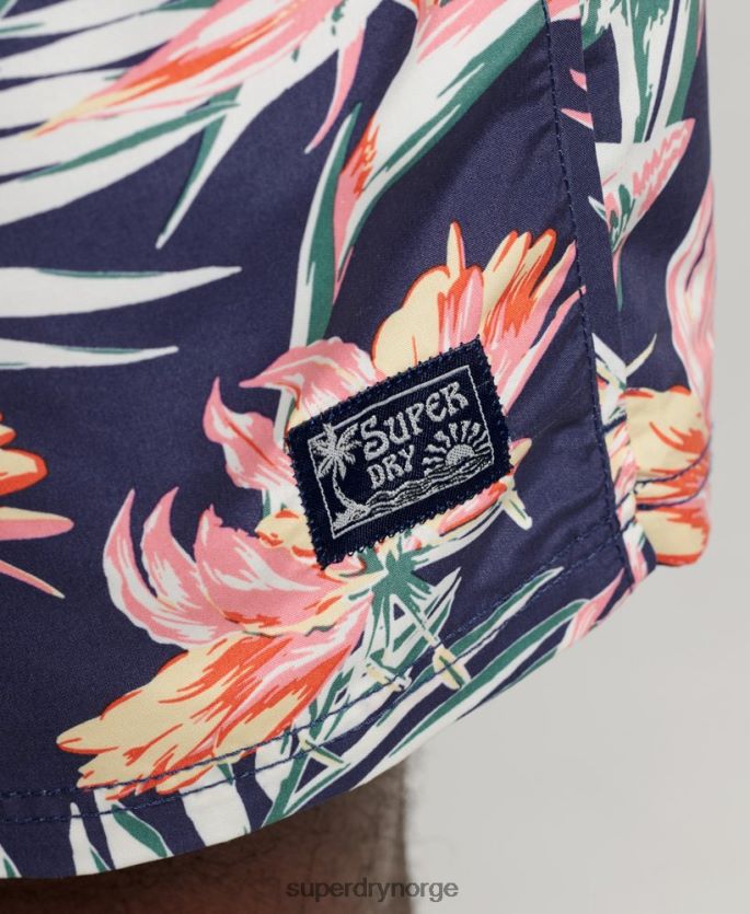 Superdry marinen klær 86P46D411 vintage hawaiisk resirkulert badeshorts menn