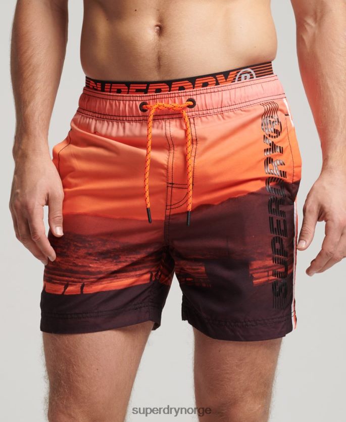 Superdry oransje klær 86P46D438 statlige volley badeshorts menn
