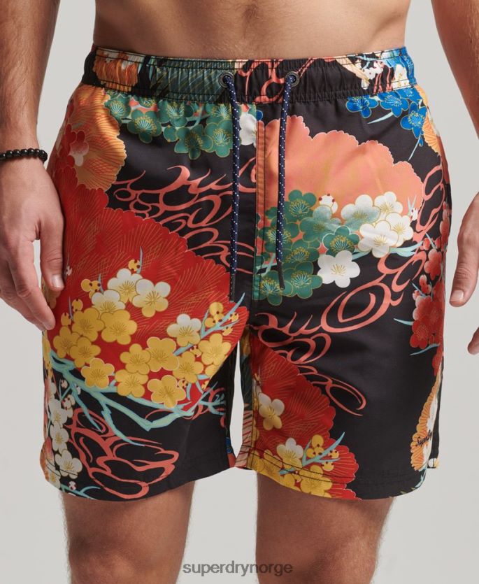 Superdry rød klær 86P46D393 Hawaiian resirkulert badeshorts menn