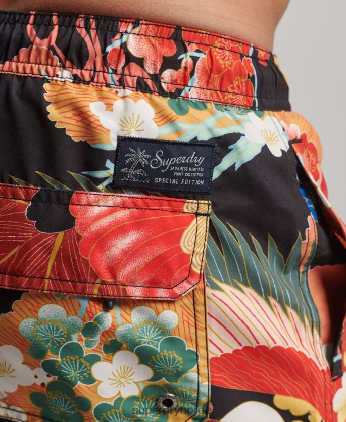 Superdry rød klær 86P46D393 Hawaiian resirkulert badeshorts menn