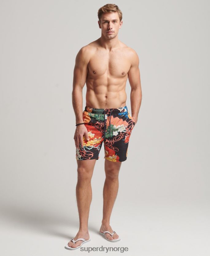 Superdry rød klær 86P46D393 Hawaiian resirkulert badeshorts menn