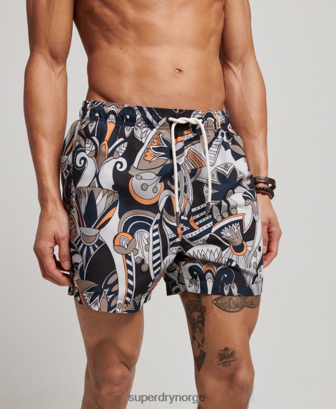 Superdry svart klær 86P46D386 resirkulerte badeshorts menn