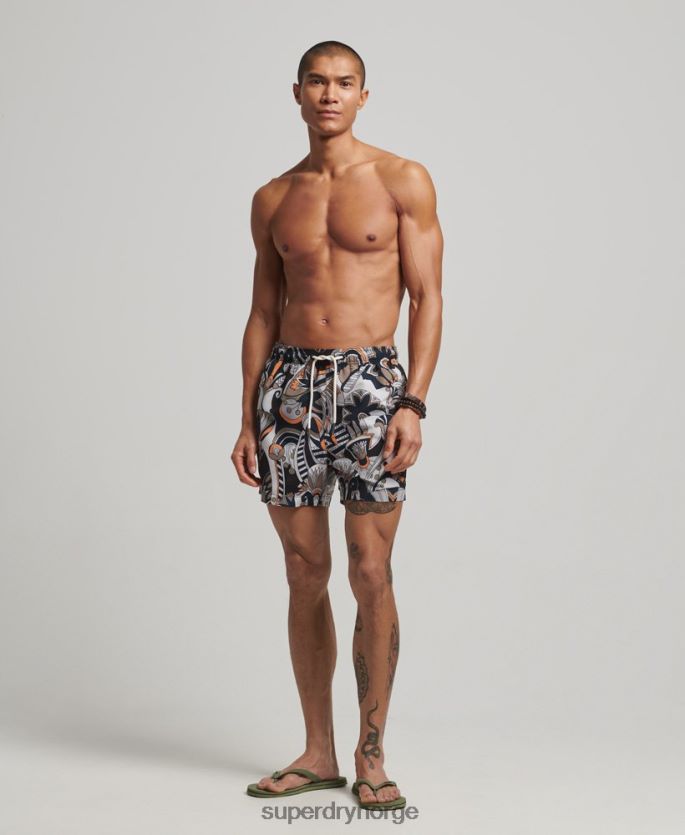 Superdry svart klær 86P46D386 resirkulerte badeshorts menn