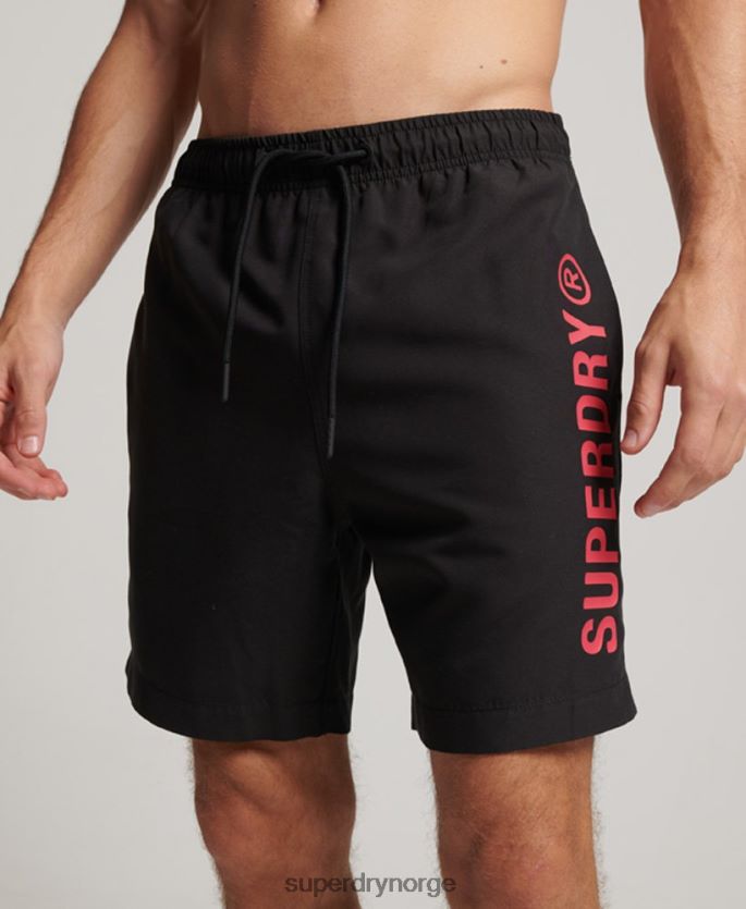 Superdry svart klær 86P46D399 core sport 17 tommers resirkulerte badeshorts menn