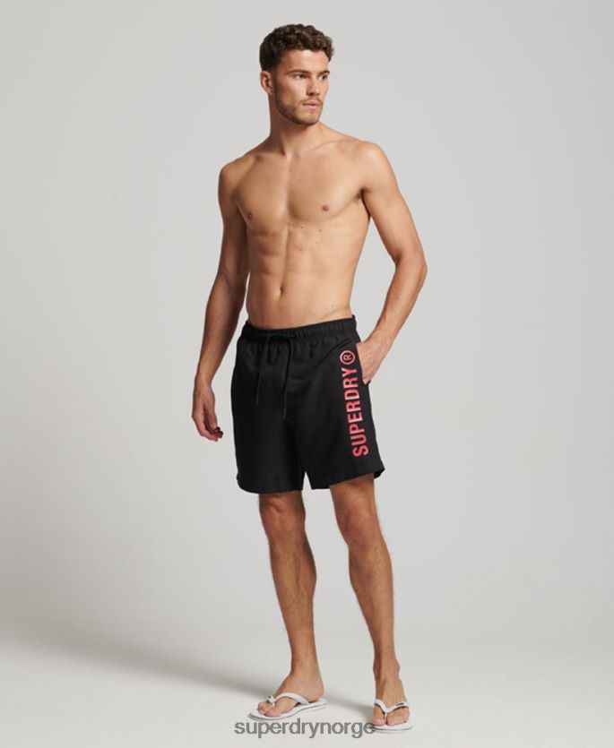 Superdry svart klær 86P46D399 core sport 17 tommers resirkulerte badeshorts menn