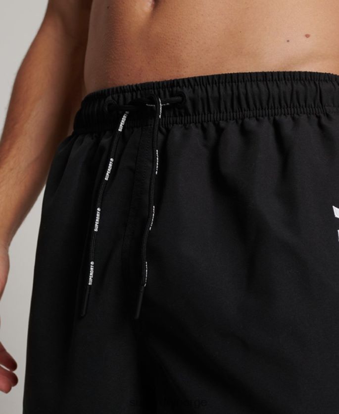 Superdry svart klær 86P46D406 19 tommers resirkulerte badeshorts med applikasjoner menn