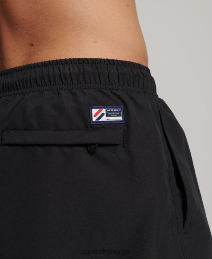 Superdry svart klær 86P46D406 19 tommers resirkulerte badeshorts med applikasjoner menn