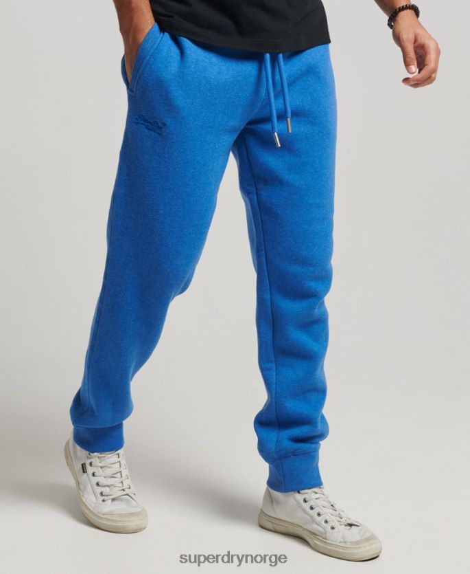 Superdry blå klær 86P46D6371 vintage logobroderte joggebukser i økologisk bomull menn