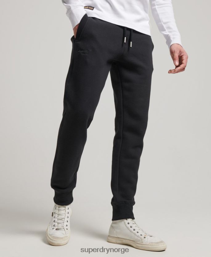 Superdry svart klær 86P46D105 vintage logobroderte joggebukser med mansjett menn
