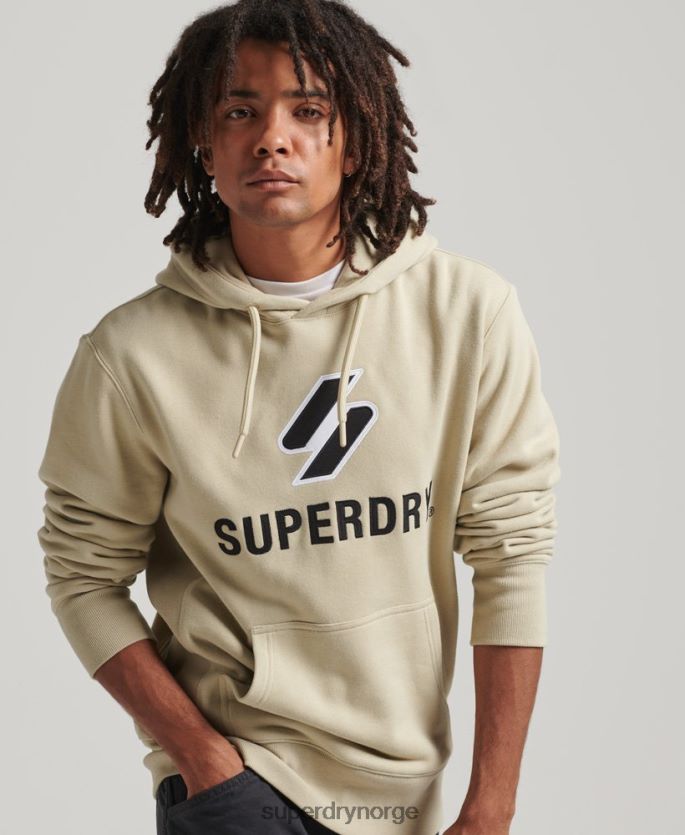 Superdry beige klær 86P46D5160 hettegenser med stablet applikasjonslogo menn