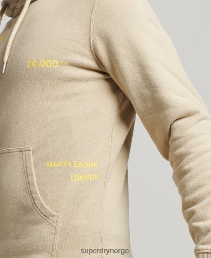 Superdry beige klær 86P46D5222 stablet logotrykk løs hettegenser menn