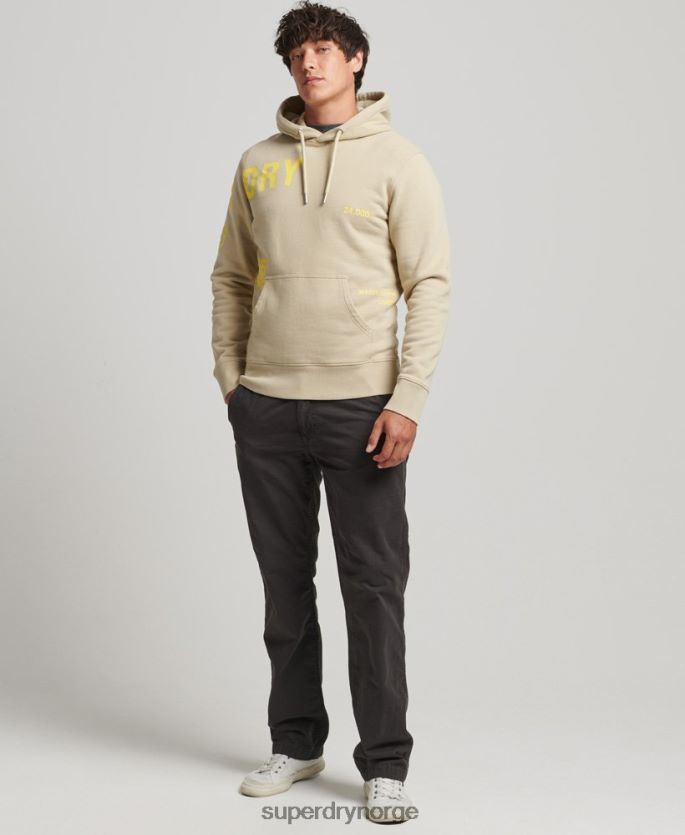 Superdry beige klær 86P46D5222 stablet logotrykk løs hettegenser menn
