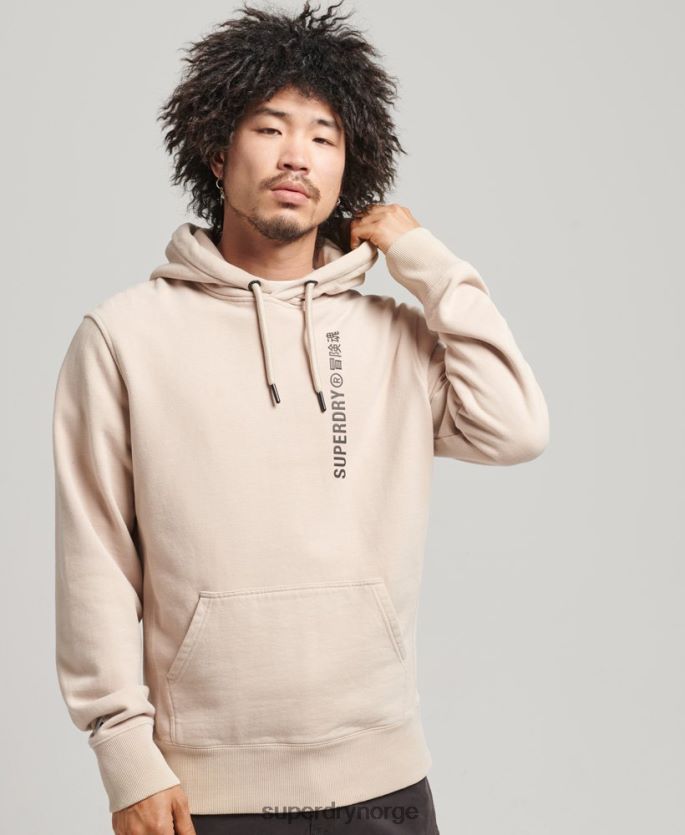 Superdry beige klær 86P46D5908 kode lineær løs overhead hettegenser menn