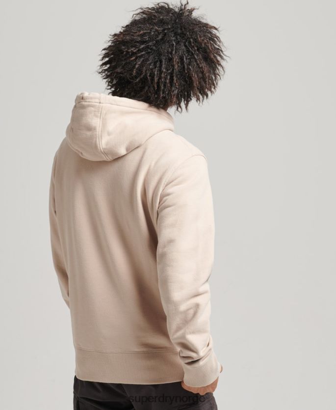 Superdry beige klær 86P46D5908 kode lineær løs overhead hettegenser menn
