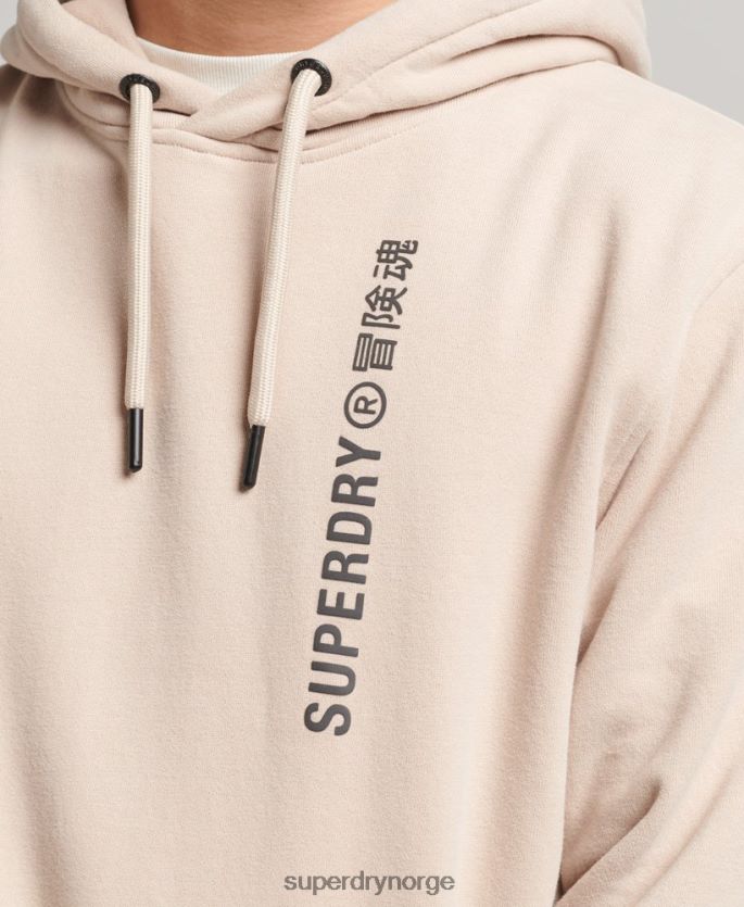 Superdry beige klær 86P46D5908 kode lineær løs overhead hettegenser menn