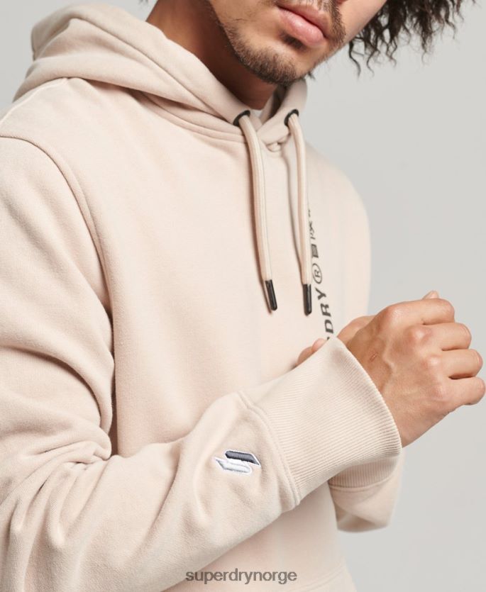 Superdry beige klær 86P46D5908 kode lineær løs overhead hettegenser menn