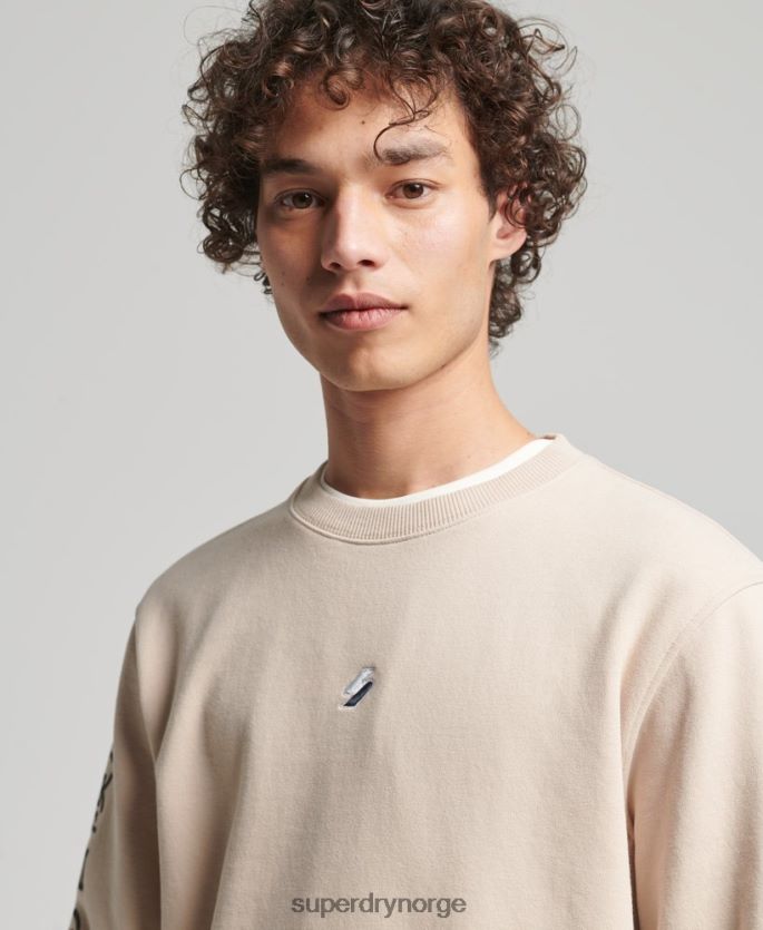 Superdry beige klær 86P46D5909 kode lineær genser for løs mannskap menn