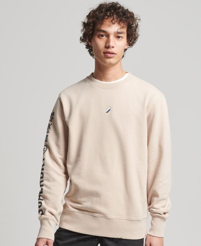 Superdry beige klær 86P46D5909 kode lineær genser for løs mannskap menn