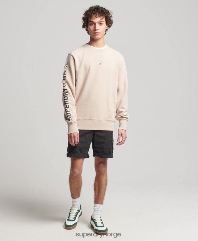 Superdry beige klær 86P46D5909 kode lineær genser for løs mannskap menn