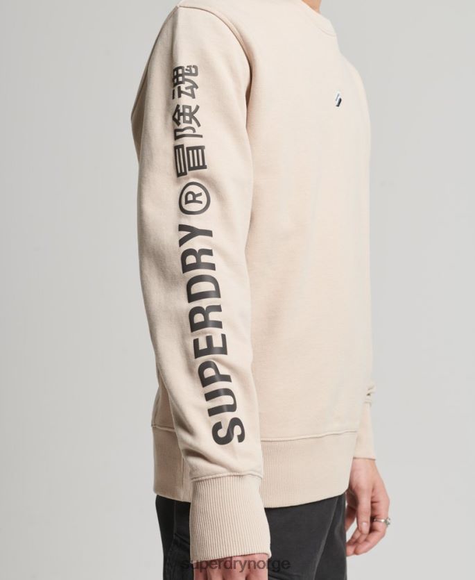 Superdry beige klær 86P46D5909 kode lineær genser for løs mannskap menn