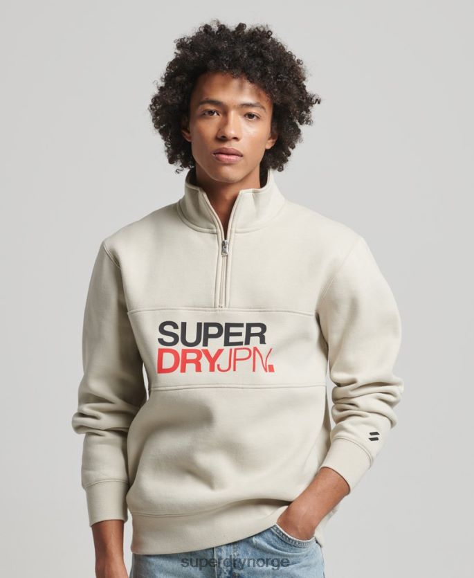 Superdry beige klær 86P46D726 sportsklær genser med halv glidelås menn