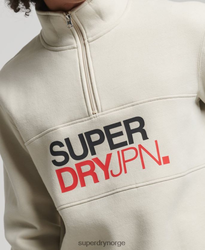 Superdry beige klær 86P46D726 sportsklær genser med halv glidelås menn